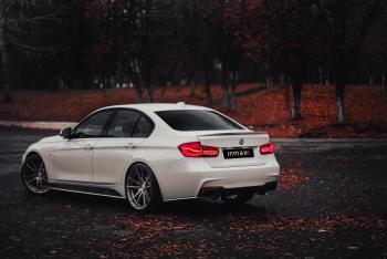 5 999 р. Накладки M-Perfomance под задний бампер (мини-лезвия) BMW 3 серия F30 седан дорестайлинг (2012-2015) (цвет: черный матовый)  с доставкой в г. Майкоп. Увеличить фотографию 4