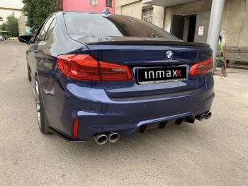5 999 р. Накладки M-Perfomance под задний бампер (мини-лезвия) Inmax  BMW 5 серия  G30 (2016-2020) дорестайлинг, седан (цвет: черный глянец)  с доставкой в г. Майкоп. Увеличить фотографию 4