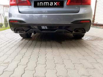 11 499 р. Диффузор заднего бампера М-Perfomance (2 клыка) Inmax  BMW 5 серия  G30 (2016-2020) дорестайлинг, седан (неокрашенный)  с доставкой в г. Майкоп. Увеличить фотографию 2