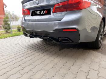 11 499 р. Диффузор заднего бампера М-Perfomance (2 клыка) Inmax  BMW 5 серия  G30 (2016-2020) дорестайлинг, седан (неокрашенный)  с доставкой в г. Майкоп. Увеличить фотографию 3