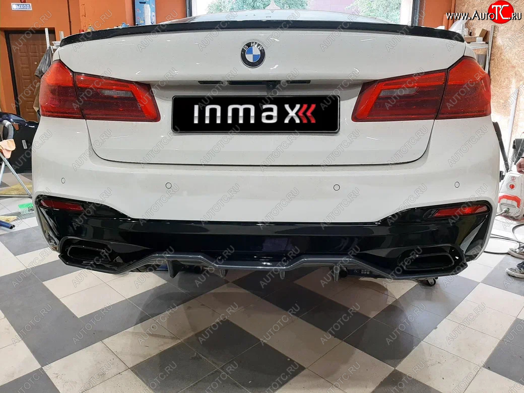 12 499 р. Диффузор заднего бампера М-Perfomance (4 клыка) Inmax  BMW 5 серия  G30 (2016-2020) дорестайлинг, седан (неокрашенный)  с доставкой в г. Майкоп