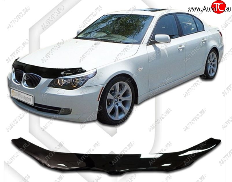 1 999 р. Дефлектор капота CA-Plastic BMW 5 серия E60 седан дорестайлинг (2003-2007) (Classic черный, Без надписи)  с доставкой в г. Майкоп