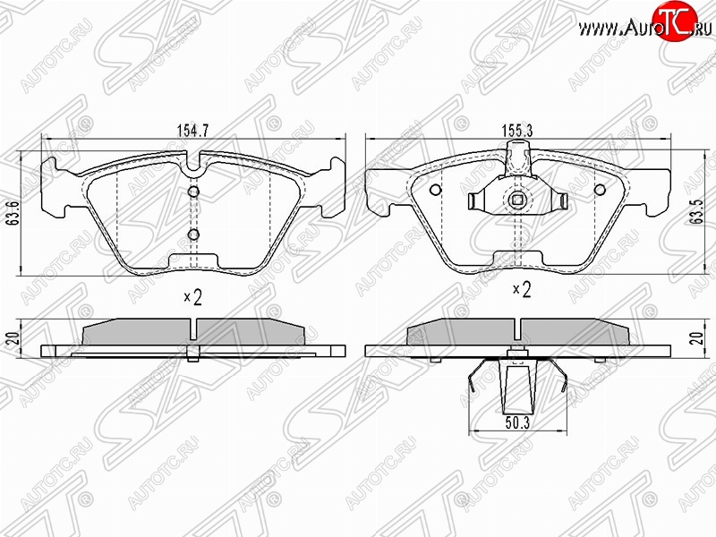 1 259 р. Колодки тормозные SAT (передние) BMW 5 серия E60 седан дорестайлинг (2003-2007)  с доставкой в г. Майкоп