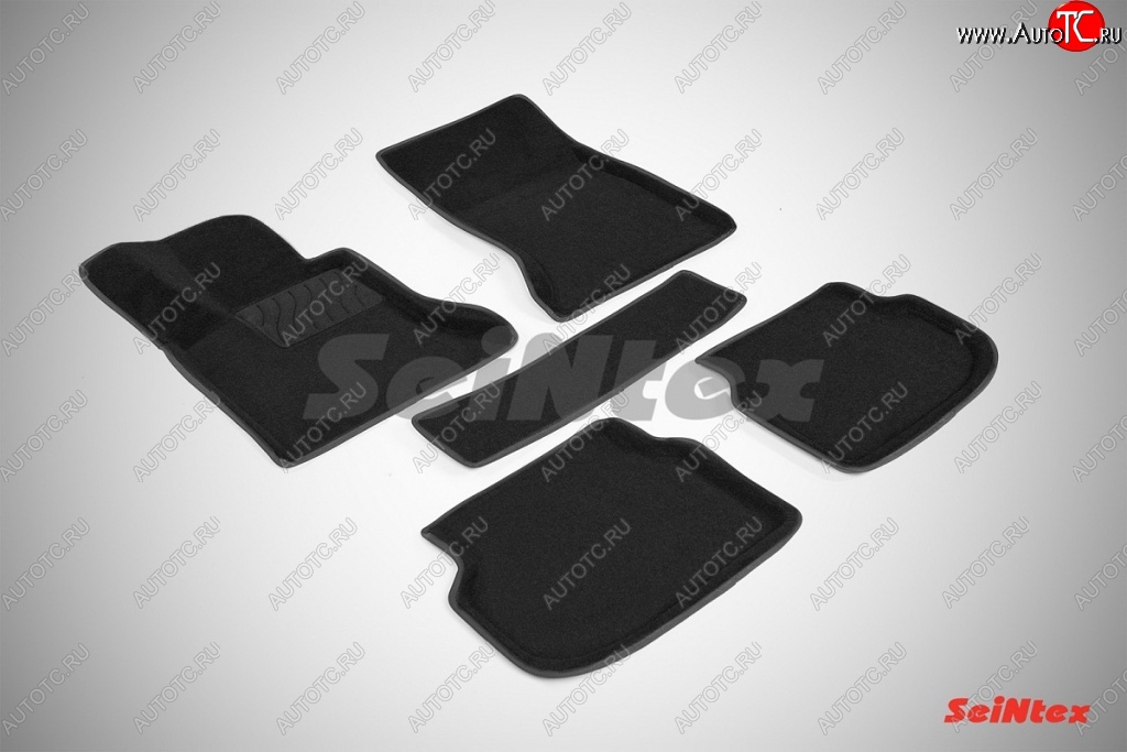 5 699 р. Износостойкие коврики в салон SeiNtex Premium 3D 4 шт. (ворсовые, черные) BMW 5 серия F10 седан дорестайлинг (2009-2013)  с доставкой в г. Майкоп