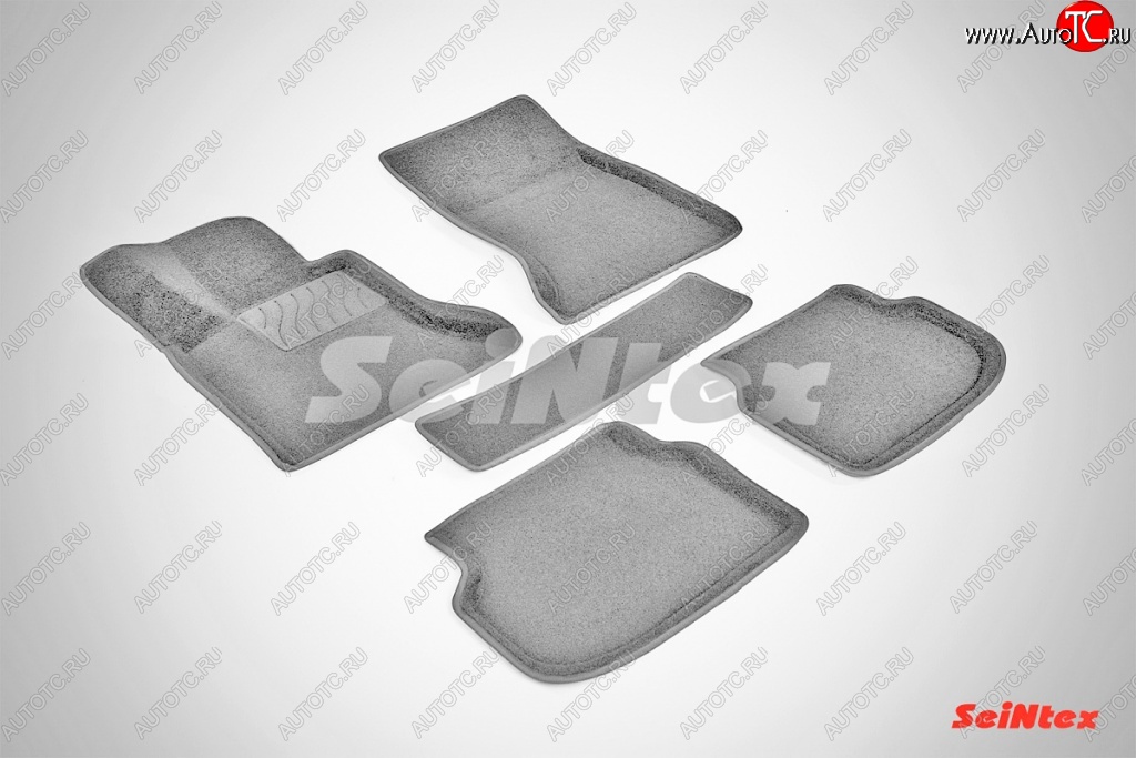 7 649 р. Износостойкие коврики в салон SeiNtex Premium 3D 4 шт. (ворсовые, серые) BMW 5 серия F10 седан дорестайлинг (2009-2013)  с доставкой в г. Майкоп