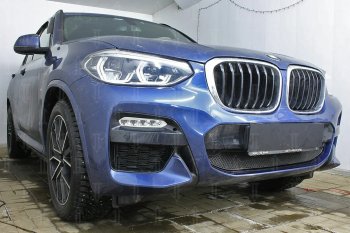 4 099 р. Защитная сетка радиатора в бампер Стрелка 11 Премиум (алюминий, 2.0i /2.0d/3.0d, AT, Base) BMW X3 G01 дорестайлинг (2017-2021) (Цвет: черный)  с доставкой в г. Майкоп. Увеличить фотографию 2