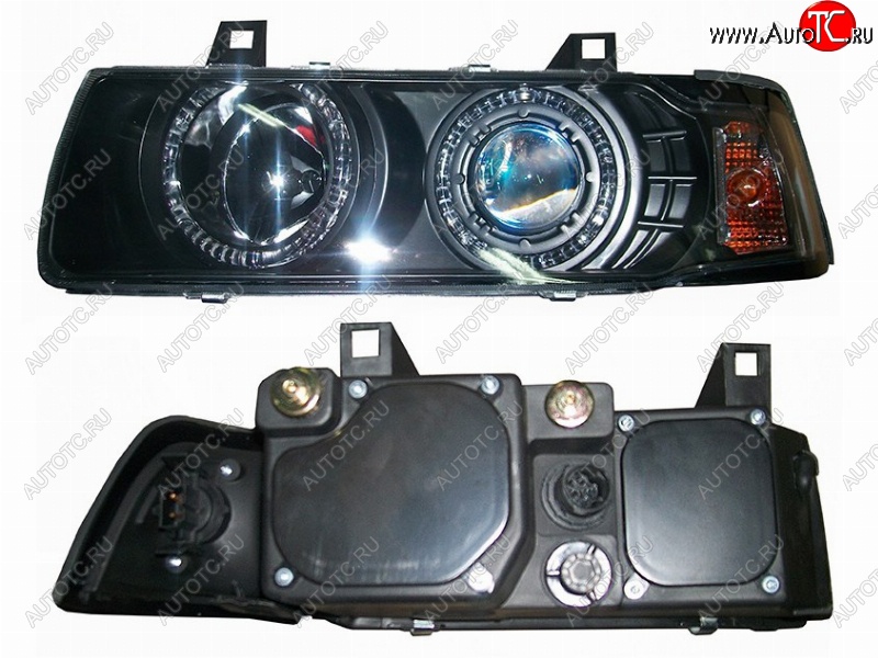 17 699 р. Левая передняя фара SAT (цельная с габаритом, черный хрусталь) BMW 3 серия E36 седан (1990-2000)  с доставкой в г. Майкоп