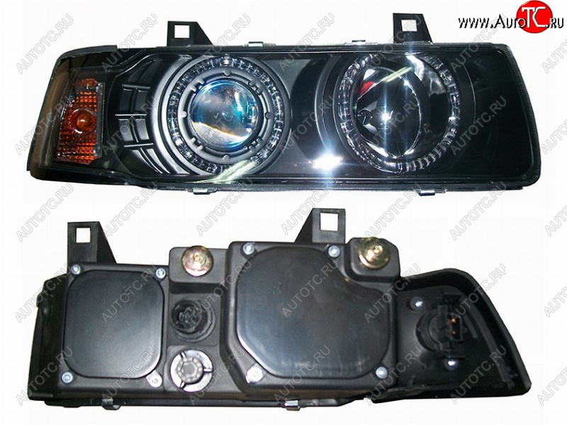 17 699 р. Правая передняя фара SAT (цельная с габаритом, черный хрусталь) BMW 3 серия E36 седан (1990-2000)  с доставкой в г. Майкоп