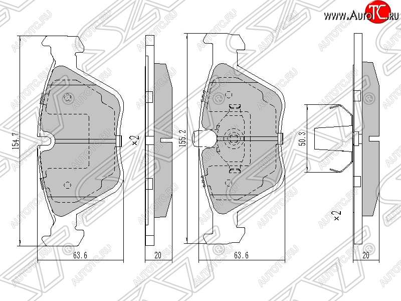 1 029 р. Колодки тормозные SAT (передние) BMW 3 серия E46 седан дорестайлинг (1998-2001)  с доставкой в г. Майкоп