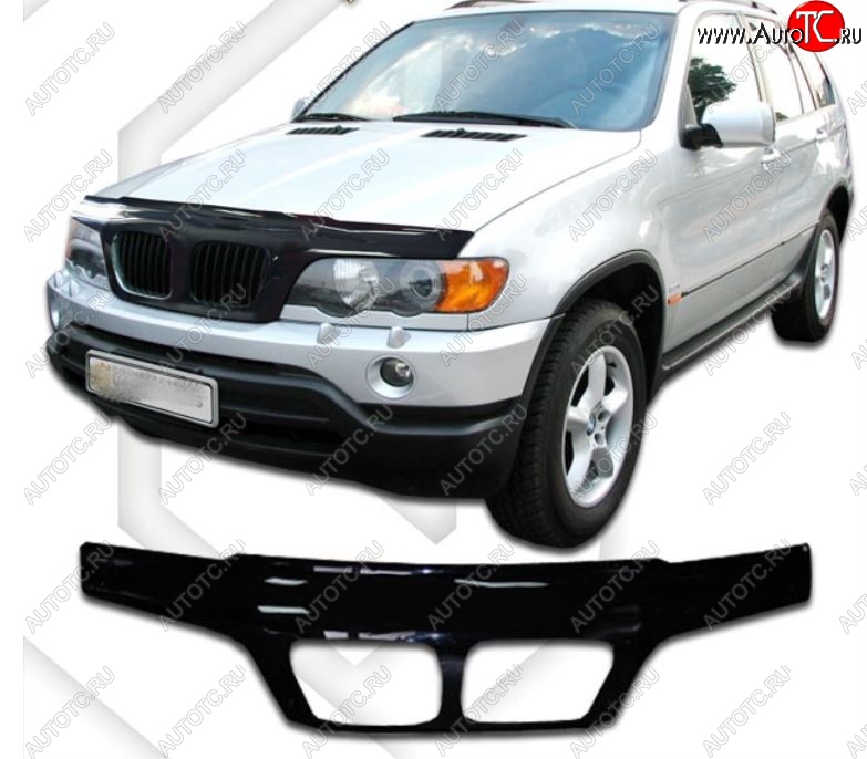4 099 р. Дефлектор капота на CA-Plastic exclusive BMW X5 E53 дорестайлинг (1999-2003) (Classic черный, Без надписи)  с доставкой в г. Майкоп