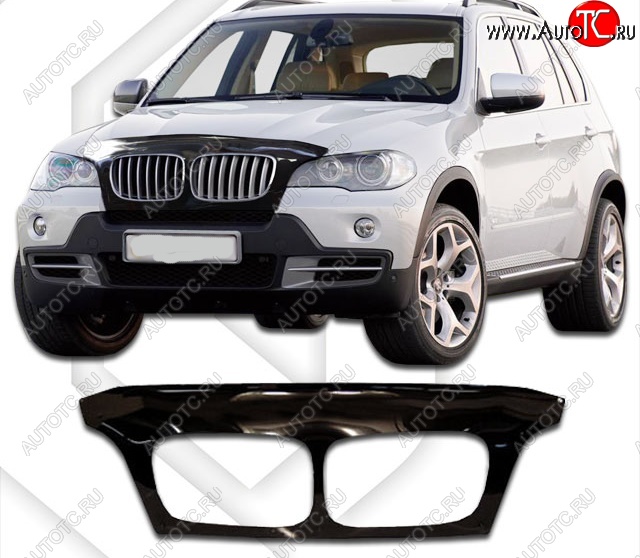 2 699 р. Дефлектор капота CA Plastic Exclusive  BMW X5  E70 (2006-2013) дорестайлинг, рестайлинг (Classic чёрный, Без надписи)  с доставкой в г. Майкоп