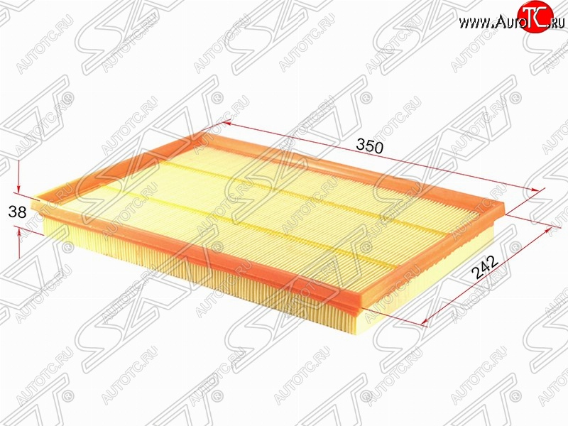 399 р. Фильтр воздушный двигателя SAT (350х242х38 mm)  BMW X5  E70 (2006-2013) дорестайлинг, рестайлинг  с доставкой в г. Майкоп