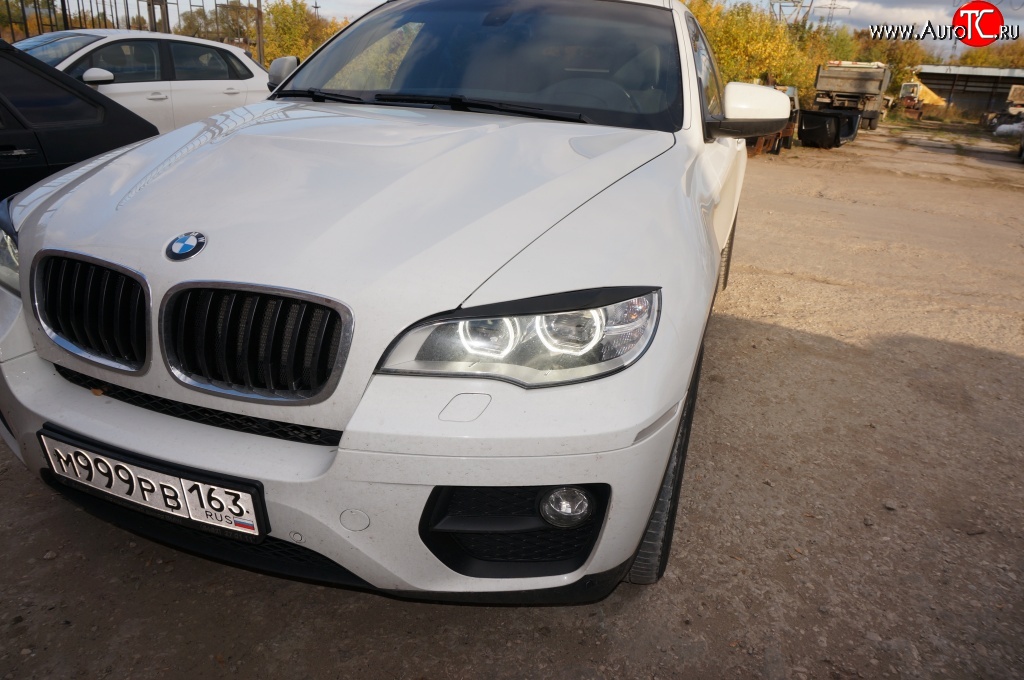 2 649 р. Реснички на фары Drive  BMW X6  E71 (2008-2014) дорестайлинг, рестайлинг (Неокрашенные)  с доставкой в г. Майкоп
