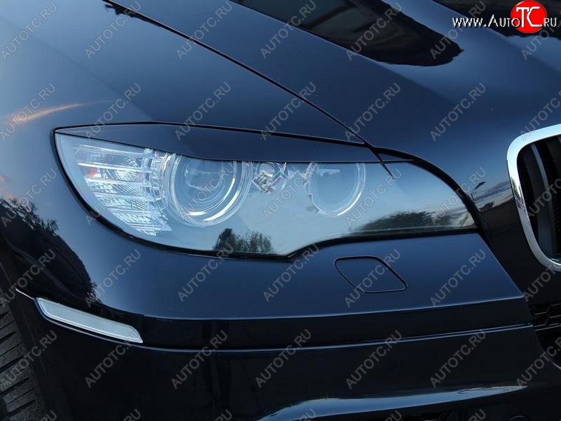 1 299 р. Реснички на фары Tuning-Sport v1 (для стандартных фар)  BMW X6  E71 (2008-2012) дорестайлинг (Неокрашенные)  с доставкой в г. Майкоп