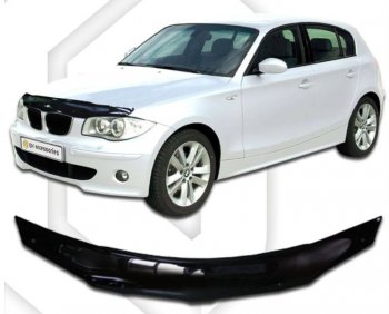 1 999 р. Дефлектор капота CA-Plastic  BMW 1 серия ( E87,  E82,  E81) (2004-2012) хэтчбэк 5 дв. дорестайлинг, купе 1-ый рестайлинг, хэтчбэк 3 дв. рестайлинг, хэтчбэк 5 дв. рестайлинг (серия Classic черный, Без надписи)  с доставкой в г. Майкоп. Увеличить фотографию 2