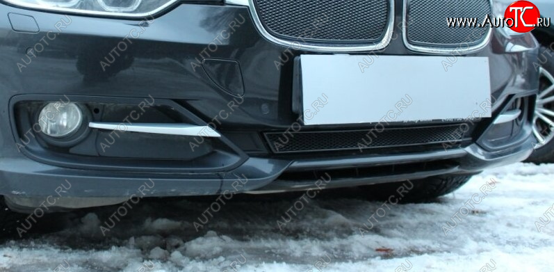 3 599 р. Защитная сетка радиатора в бампер Стрелка 11 Премиум (алюминий) BMW 3 серия F31 универсал дорестайлинг (2012-2015) (Цвет: черный)  с доставкой в г. Майкоп