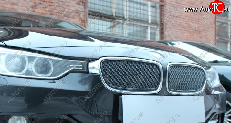 5 399 р. Защитная сетка решетки радиатора Стрелка 11 Премиум (алюминий) BMW 3 серия F31 универсал дорестайлинг (2012-2015) (Цвет: черный)  с доставкой в г. Майкоп
