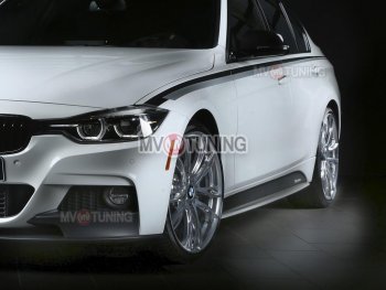 8 499 р. Накладки на пластиковые пороги INMAX M-Perfomance  BMW 3 серия  F30 (2012-2018) седан дорестайлинг, седан рестайлинг (черный матовый)  с доставкой в г. Майкоп. Увеличить фотографию 6