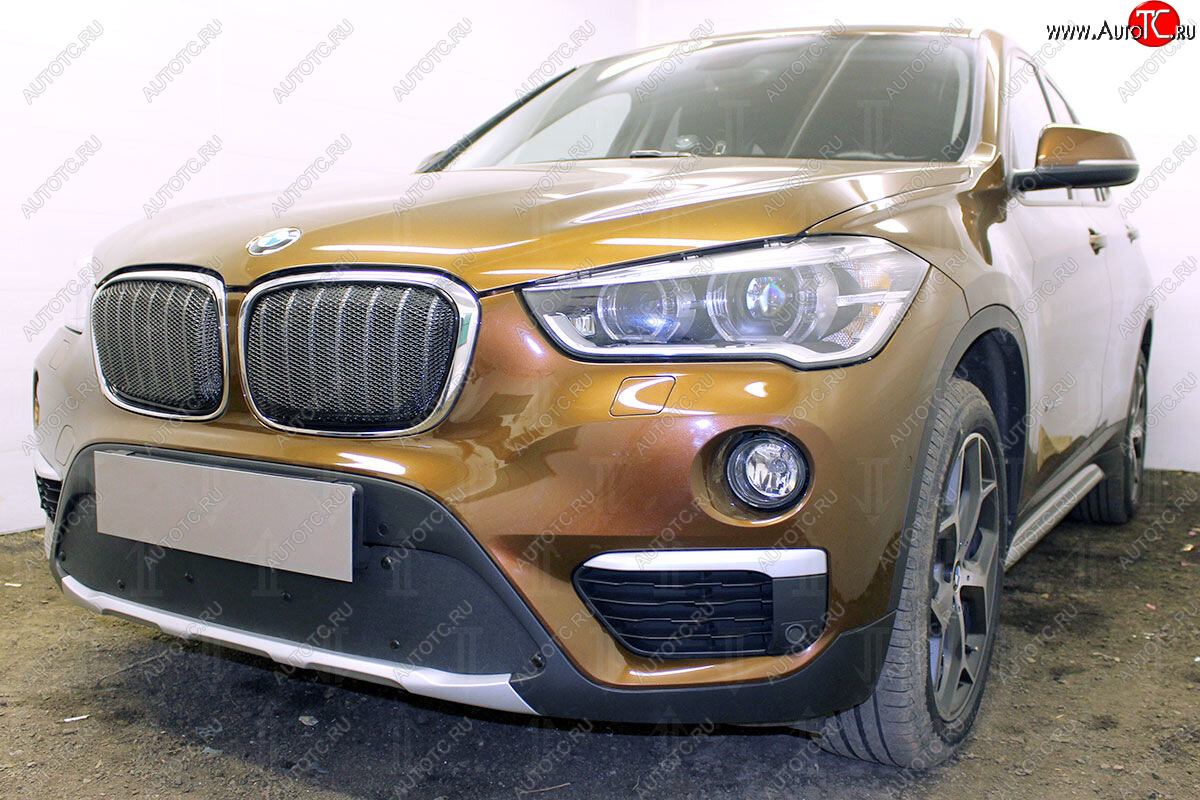 599 р. Зимняя заглушка воздухозаборника бампера Стрелка 11 Премиум BMW X1 F48 дорестайлинг (2015-2019)  с доставкой в г. Майкоп