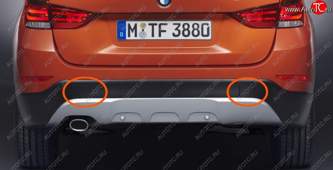 349 р. Правая заглушка в задний бампер SAT (под крюк, рестайлинг) BMW X1 E84 (2009-2015) (Неокрашенная)  с доставкой в г. Майкоп