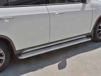 24 649 р. Порожки для ног (Ø42 мм) SLITKOFF  Brilliance V5 (2012-2018) (лист - алюминий, профиль - нержавейка)  с доставкой в г. Майкоп. Увеличить фотографию 2