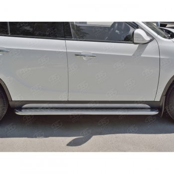 Порожки для ног (Ø42 мм) SLITKOFF Brilliance V5 (2012-2018) (лист - алюминий, профиль - нержавейка)