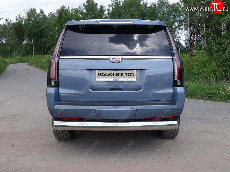 29 299 р. Защита заднего бампера (овальная) ТСС (нержавейка d 120х60 мм) Cadillac Escalade GMTK2 джип 5 дв. короткая база (2015-2020)  с доставкой в г. Майкоп