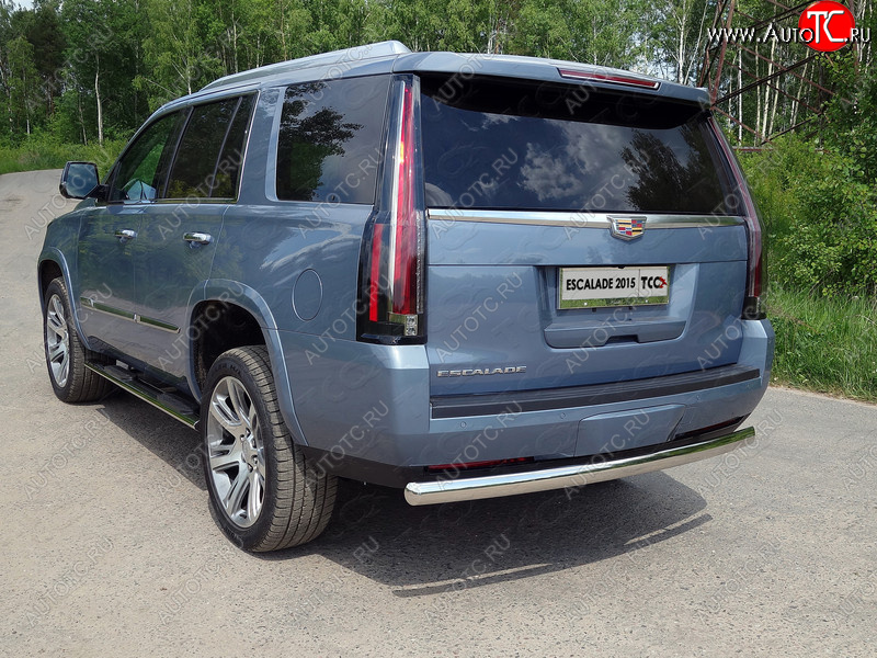 25 499 р. Защита заднего бампера (овальная) ТСС (нержавейка d75х42 мм) Cadillac Escalade GMTK2 джип 5 дв. короткая база (2015-2020)  с доставкой в г. Майкоп
