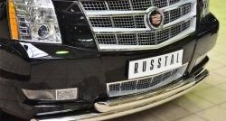 24 499 р. Защита переднего бампера (2 трубыØ76 мм, нержавейка) SLITKOFF  Cadillac Escalade  GMT926 джип 5 дв. (2006-2014) короткая база  с доставкой в г. Майкоп. Увеличить фотографию 2
