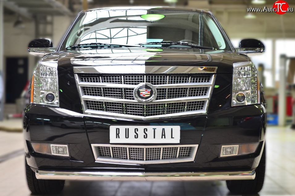 16 299 р. Одинарная защита переднего бампера диаметром 76 мм SLITKOFF Cadillac Escalade GMT926 джип 5 дв. короткая база (2006-2014)  с доставкой в г. Майкоп