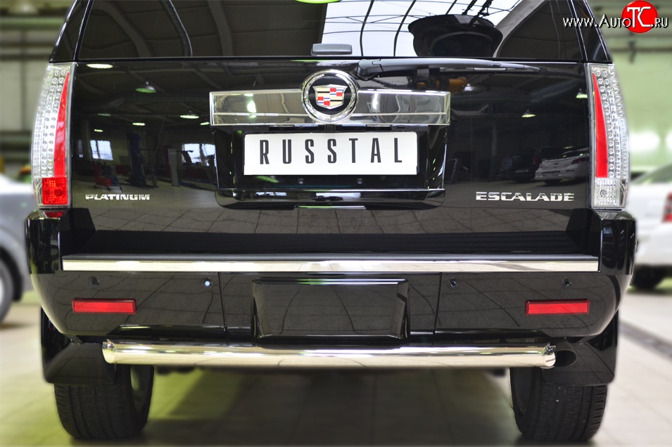 14 549 р. Защита заднего бампера (Ø76 мм, нержавейка) SLITKOFF Cadillac Escalade GMT926 джип 5 дв. короткая база (2006-2014)  с доставкой в г. Майкоп