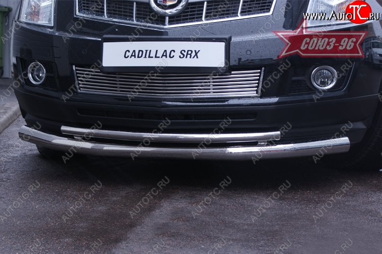 20 339 р. Защита переднего бампера двойная Souz-96 (d76/42) Cadillac SRX дорестайлинг (2010-2012)  с доставкой в г. Майкоп