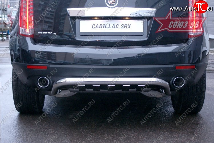 23 399 р. Защита заднего бампера с элементами из профиля Souz-96 (d42) Cadillac SRX дорестайлинг (2010-2012)  с доставкой в г. Майкоп