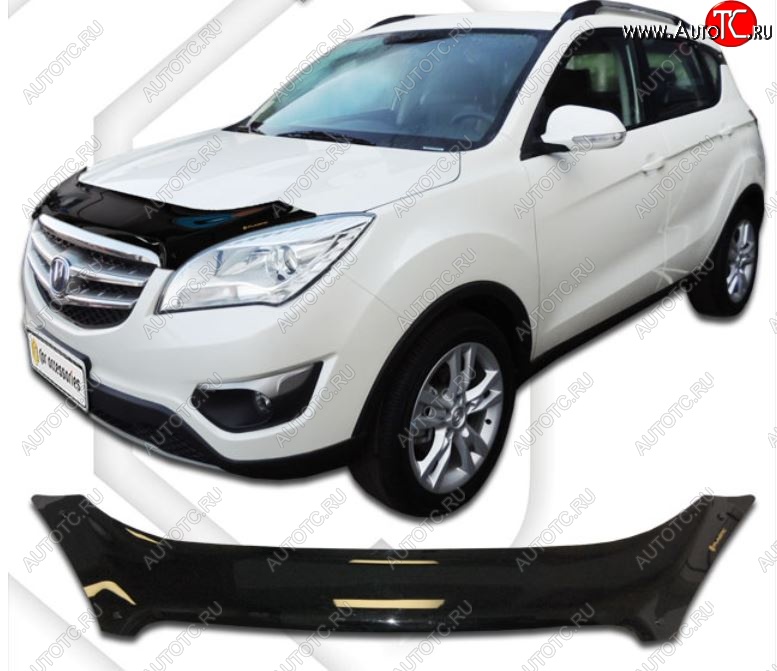 2 159 р. Дефлектор капота CA-Plastic Changan CS35 (2012-2021) (Classic черный, Без надписи)  с доставкой в г. Майкоп