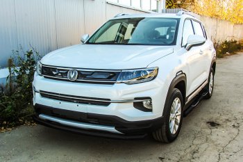 Защита переднего бампера Slitkoff (d57) Changan CS35 Plus (2018-2022) дорестайлинг (Сталь с полимерным покрытием. Цвет: чёрный)