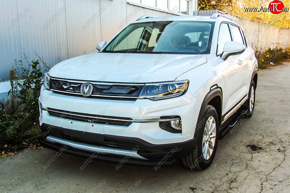 8 249 р. Защита переднего бампера Slitkoff (d57)  Changan CS35 Plus (2018-2022) дорестайлинг (Сталь с полимерным покрытием. Цвет: чёрный)  с доставкой в г. Майкоп