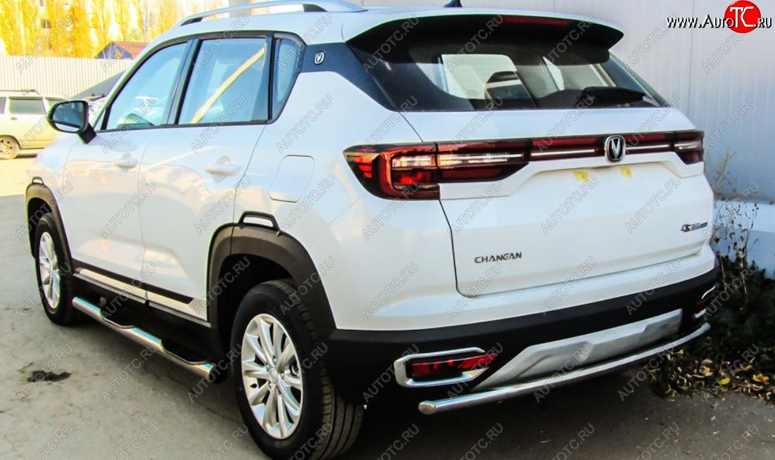 8 999 р. Защита заднего бампера Slitkoff (d42)  Changan CS35 Plus (2018-2022) дорестайлинг (Нержавейка, Полированная)  с доставкой в г. Майкоп