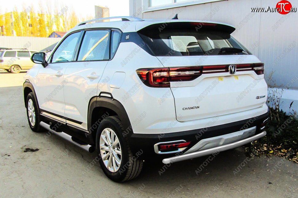 6 399 р. Защита заднего бампера Slitkoff (d42) Changan CS35 Plus дорестайлинг (2018-2022) (Сталь с полимерным покрытием. Цвет: серебристый)  с доставкой в г. Майкоп