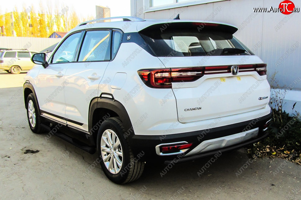 6 399 р. Защита заднего бампера Slitkoff (d42)  Changan CS35 Plus (2018-2022) дорестайлинг (Сталь с полимерным покрытием. Цвет: чёрный)  с доставкой в г. Майкоп