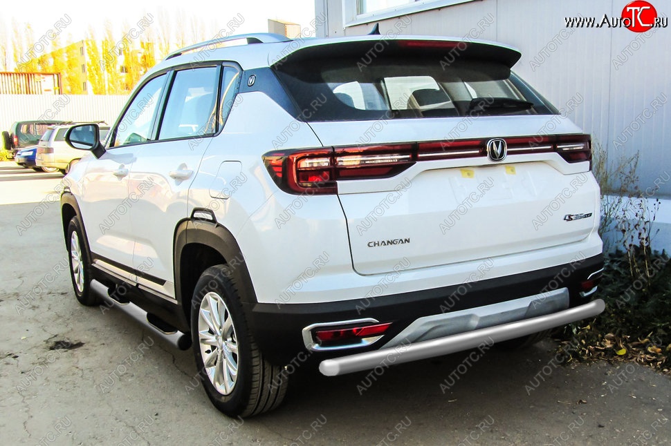 7 599 р. Защита заднего бампера Slitkoff (d57)  Changan CS35 Plus (2018-2022) дорестайлинг (Сталь с полимерным покрытием. Цвет: серебристый)  с доставкой в г. Майкоп