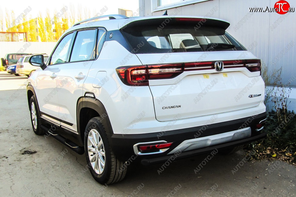 7 599 р. Защита заднего бампера Slitkoff (d57)  Changan CS35 Plus (2018-2022) дорестайлинг (Сталь с полимерным покрытием. Цвет: чёрный)  с доставкой в г. Майкоп