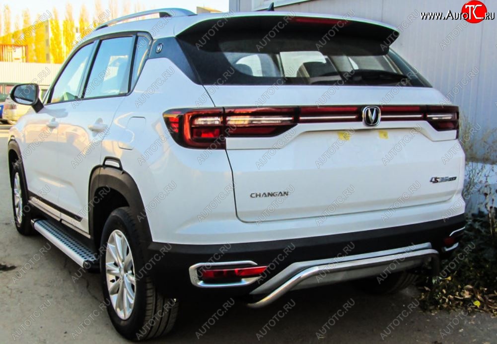10 849 р. Защита заднего бампера Slitkoff (скоба, d42)  Changan CS35 Plus (2018-2022) дорестайлинг (Нержавейка, Полированная)  с доставкой в г. Майкоп