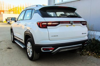 Защита заднего бампера Slitkoff (скоба, d42) Changan CS35 Plus (2018-2022) дорестайлинг (Сталь с полимерным покрытием. Цвет: чёрный)