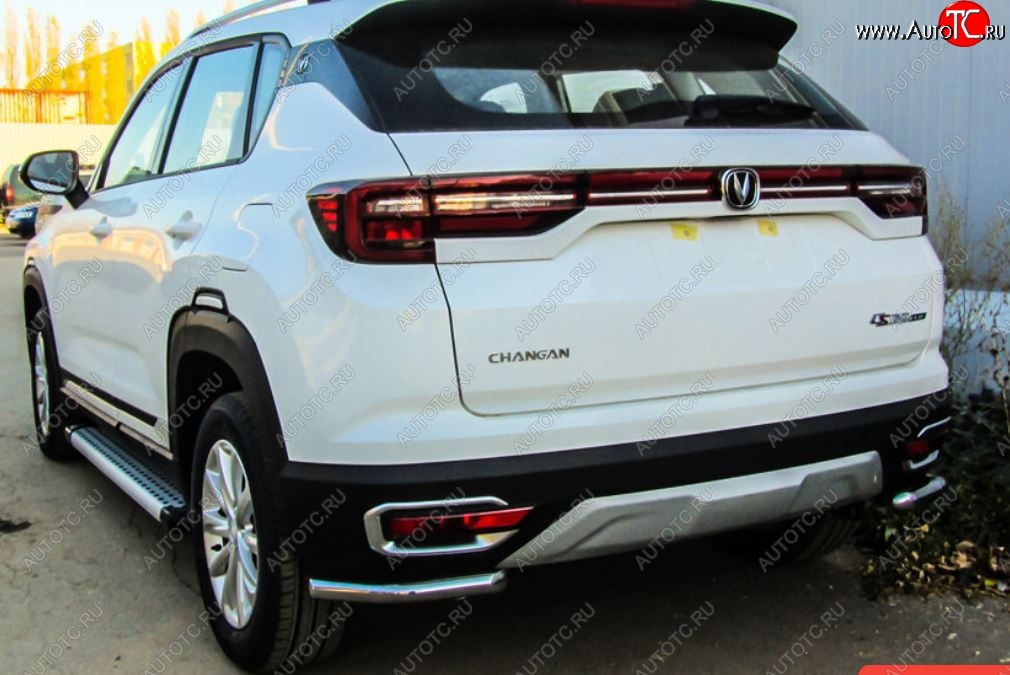 9 249 р. Защита заднего бампера Slitkoff (уголки из 1 трубы d42 мм)  Changan CS35 Plus (2018-2022) дорестайлинг (Нержавейка, Полированная)  с доставкой в г. Майкоп