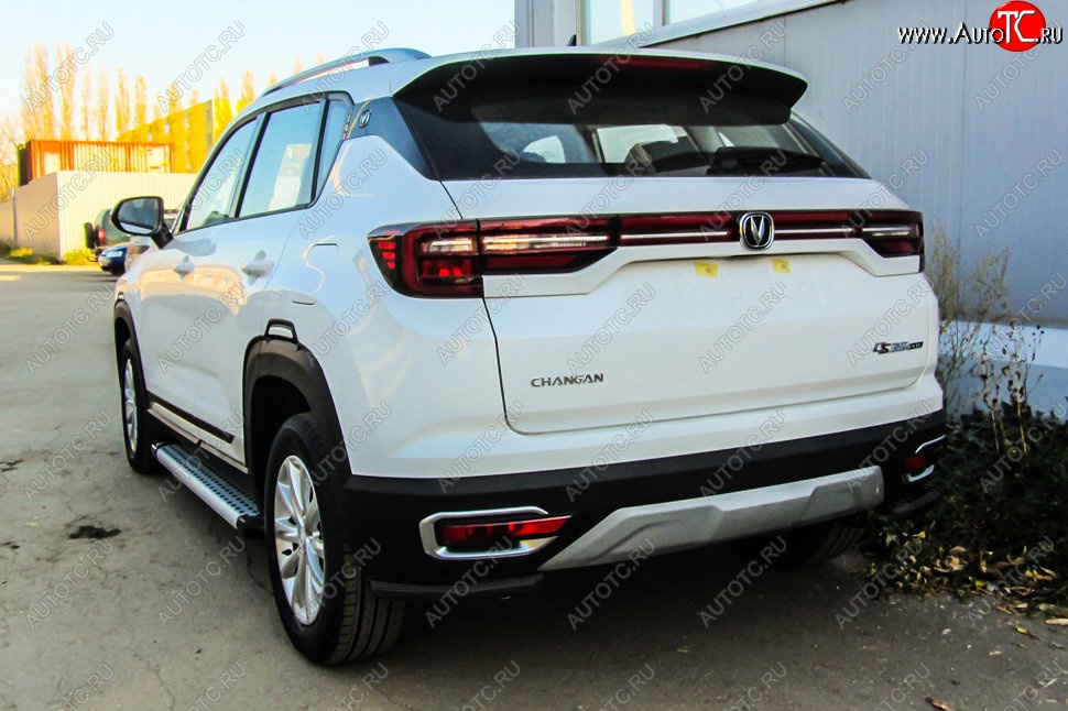 6 499 р. Защита заднего бампера Slitkoff (уголки из 1 трубы d42 мм)  Changan CS35 Plus (2018-2022) дорестайлинг (Сталь с полимерным покрытием. Цвет: чёрный)  с доставкой в г. Майкоп