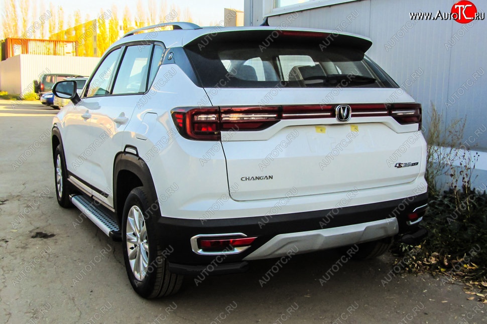 6 799 р. Защита заднего бампера Slitkoff (уголки из 1 трубы d57 мм)  Changan CS35 Plus (2018-2022) дорестайлинг (Сталь с полимерным покрытием. Цвет: чёрный)  с доставкой в г. Майкоп