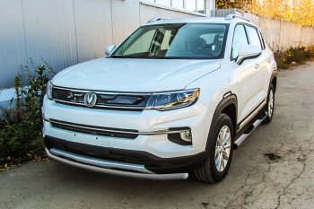 Защита переднего бампера Slitkoff (Ø 42 мм). Changan CS35 Plus (2018-2022) дорестайлинг (Сталь окрашенная в цвет: серебристый)
