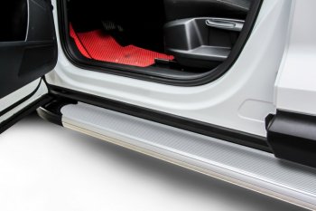 Пороги алюминиевые Slitkoff Changan CS35 Plus (2018-2022) дорестайлинг (Optima Silver)