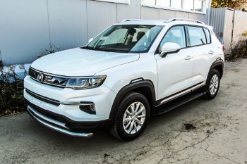 13 349 р. Пороги алюминиевые Slitkoff  Changan CS35 Plus (2018-2022) дорестайлинг (Optima Black )  с доставкой в г. Майкоп. Увеличить фотографию 3