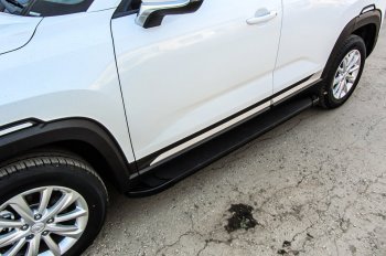 Пороги алюминиевые Slitkoff Changan CS35 Plus (2018-2022) дорестайлинг (Optima Black )